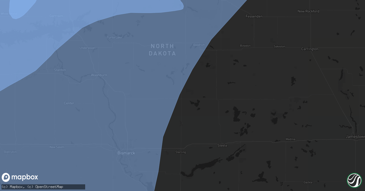 Hail map in Wing, ND on June 7, 2026