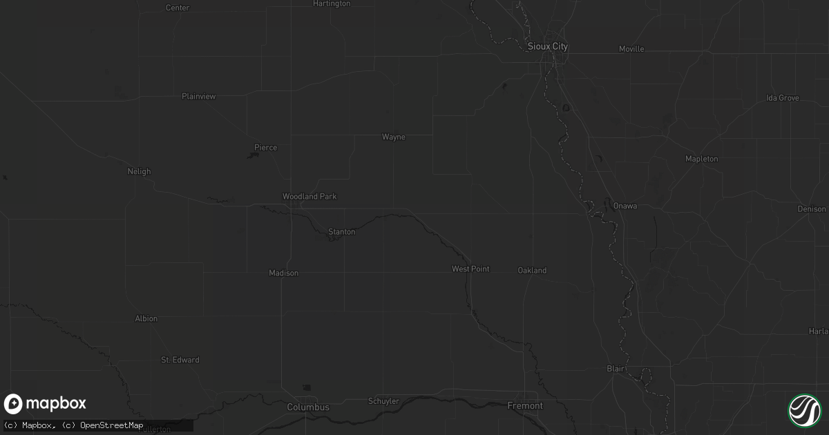 Hail map in Wisner, NE on June 7, 2026