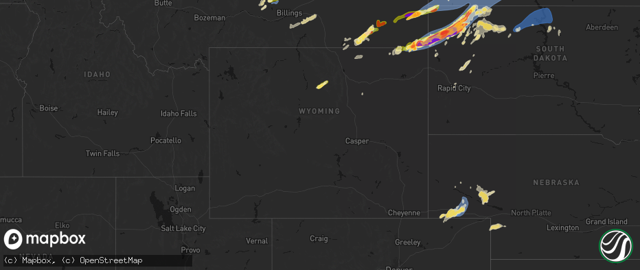 Hail map in Wyoming on June 7, 2026