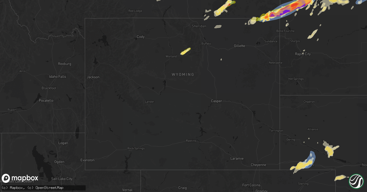 Hail map in Wyoming on June 7, 2026