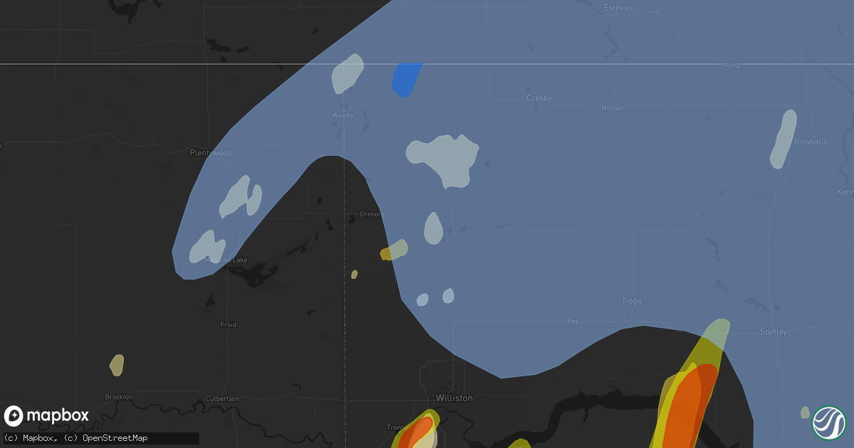 Hail map in Zahl, ND on June 7, 2026
