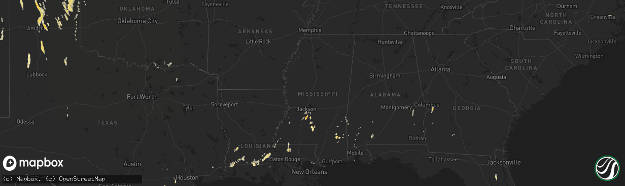 Hail map in Alabama on June 8, 2013