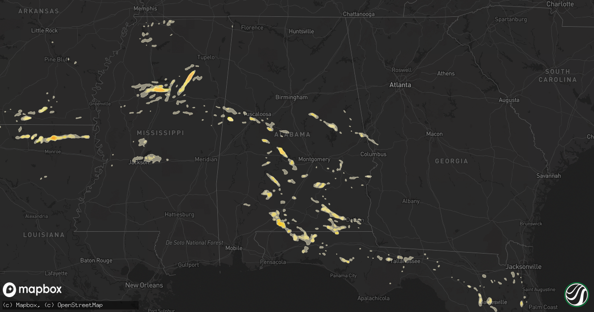 Hail map in Alabama on June 8, 2014