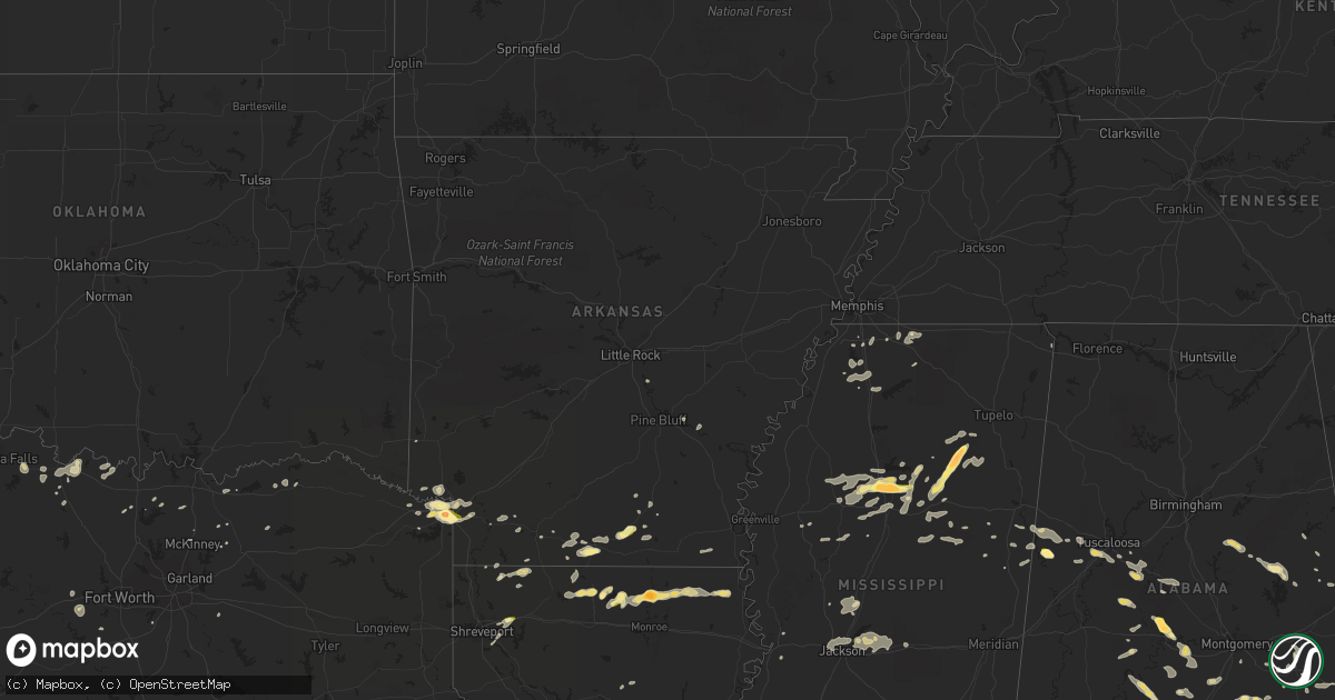 Hail map in Arkansas on June 8, 2014