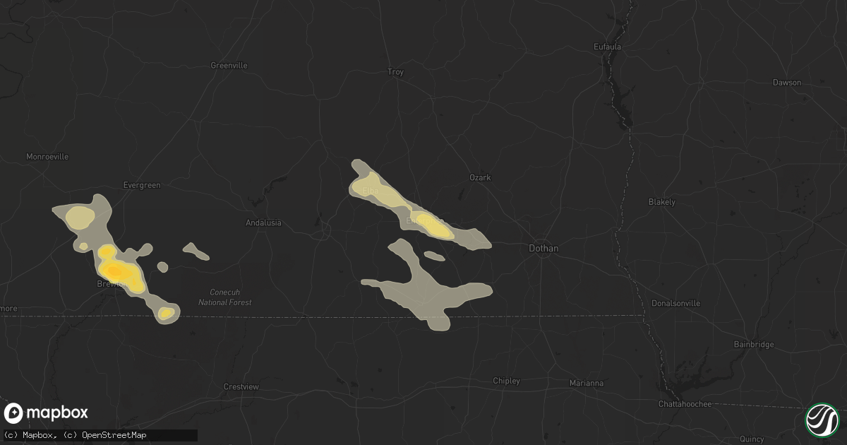 Hail map in Enterprise, AL on June 8, 2014