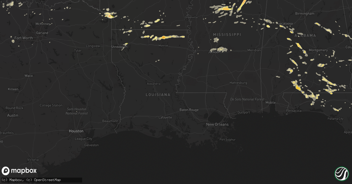 Hail map in Louisiana on June 8, 2014