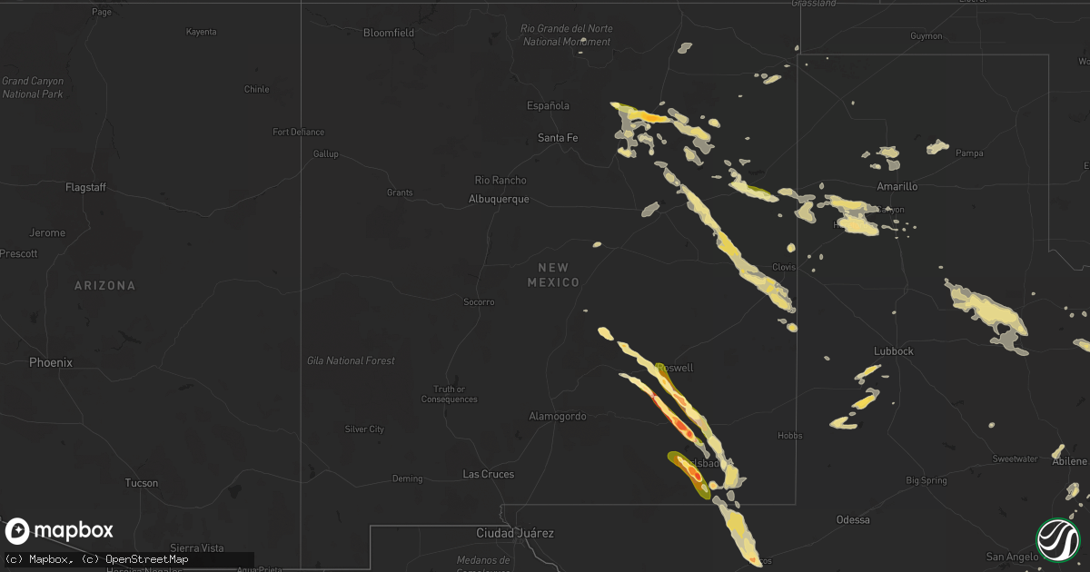 Hail map in New Mexico on June 8, 2014