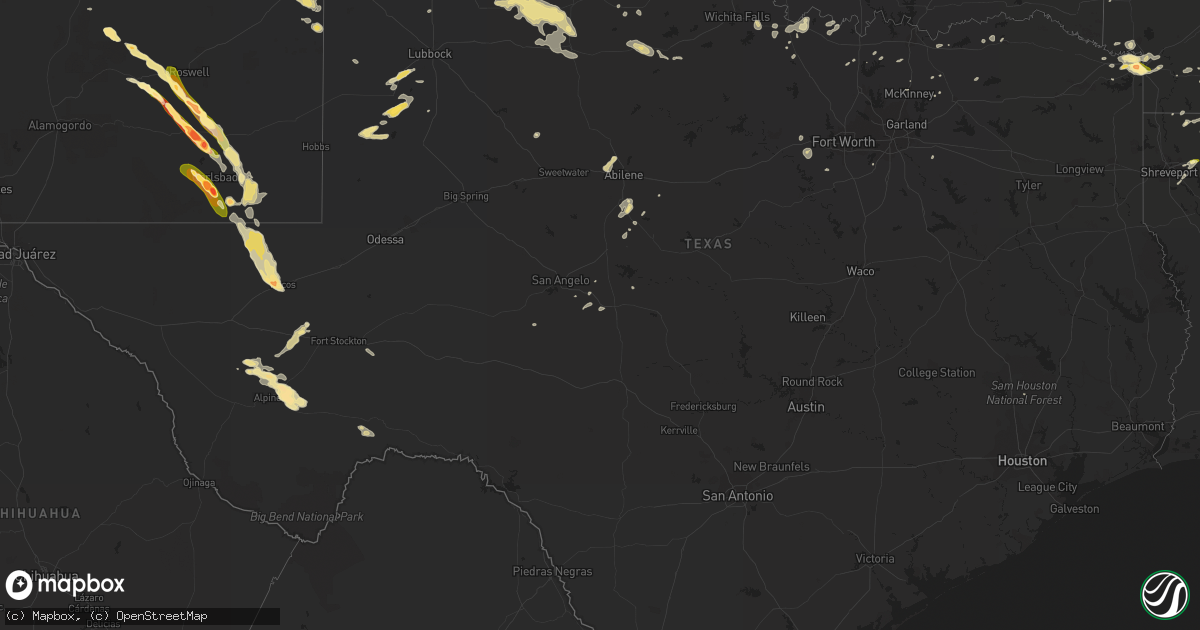 Hail map in Texas on June 8, 2014