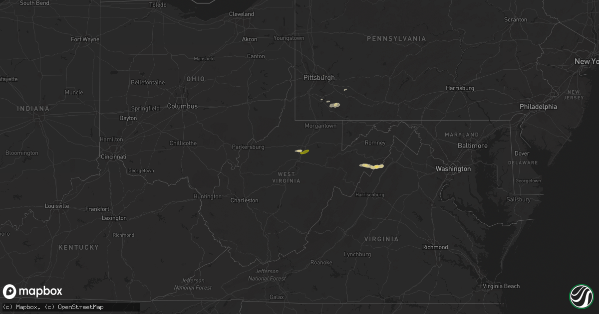 Hail map in West Virginia on June 8, 2014
