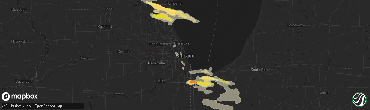 Hail map in Chicago, IL on June 8, 2015