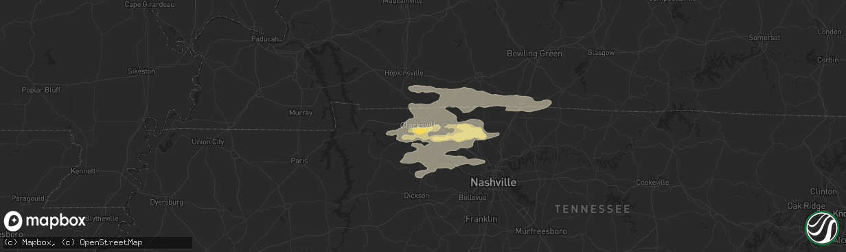 Hail map in Clarksville, TN on June 8, 2015