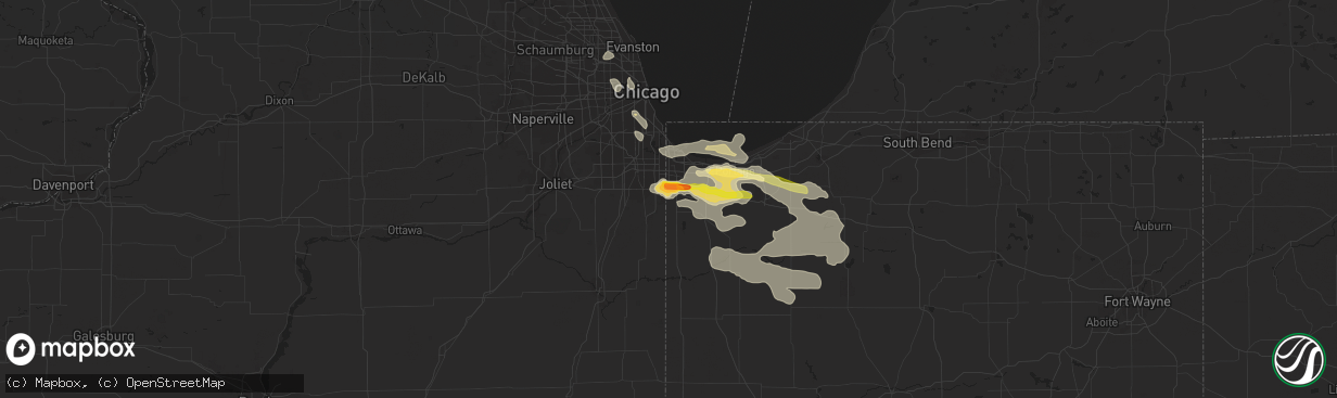 Hail map in Dyer, IN on June 8, 2015