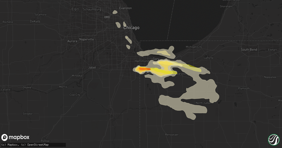 Hail map in Dyer, IN on June 8, 2015