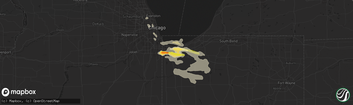 Hail map in Hobart, IN on June 8, 2015