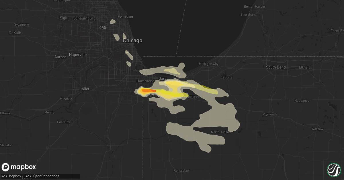 Hail map in Hobart, IN on June 8, 2015