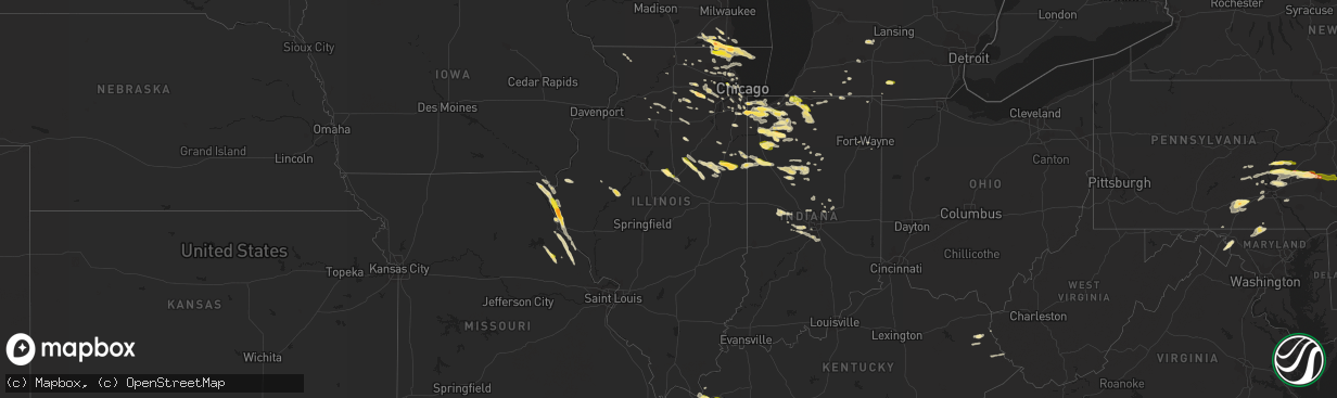 Hail map in Illinois on June 8, 2015