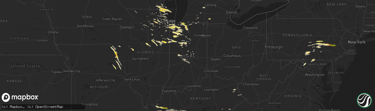 Hail map in Indiana on June 8, 2015