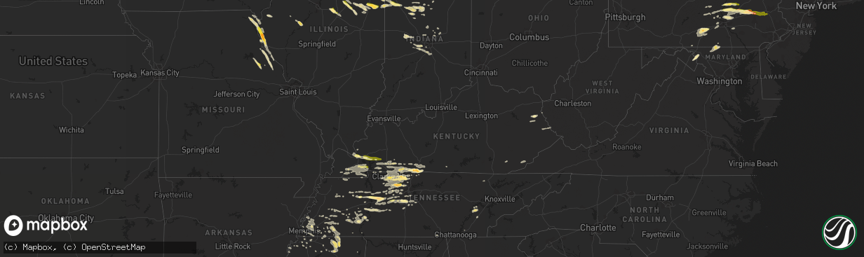 Hail map in Kentucky on June 8, 2015