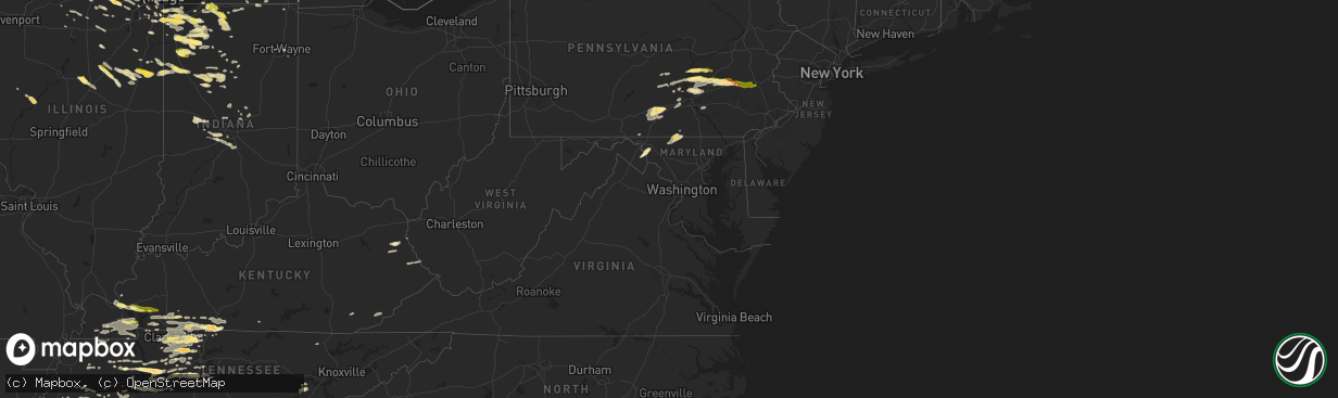 Hail map in Maryland on June 8, 2015