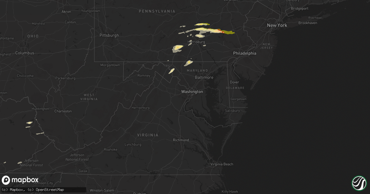 Hail map in Maryland on June 8, 2015