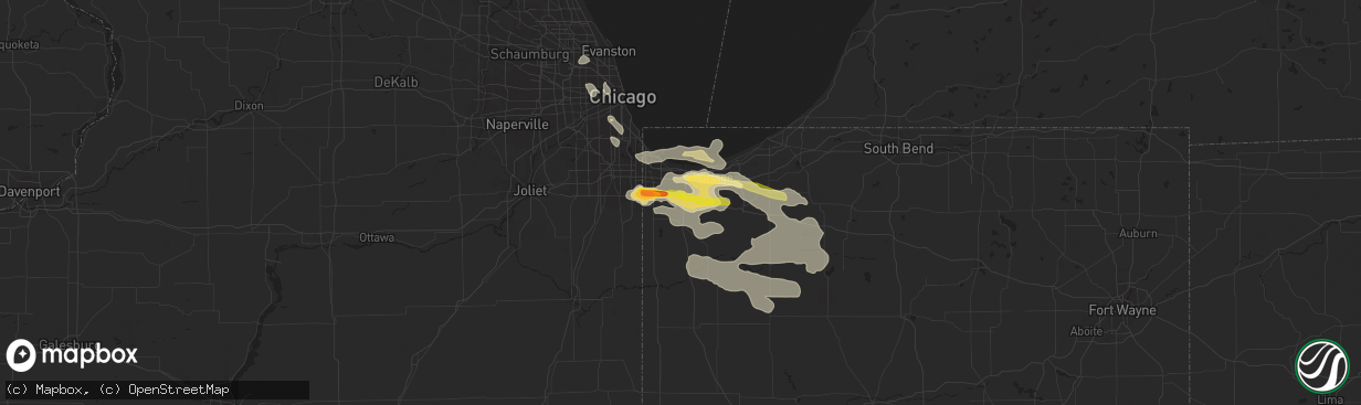 Hail map in Merrillville, IN on June 8, 2015