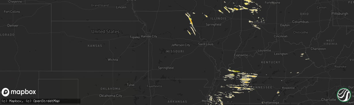 Hail map in Missouri on June 8, 2015