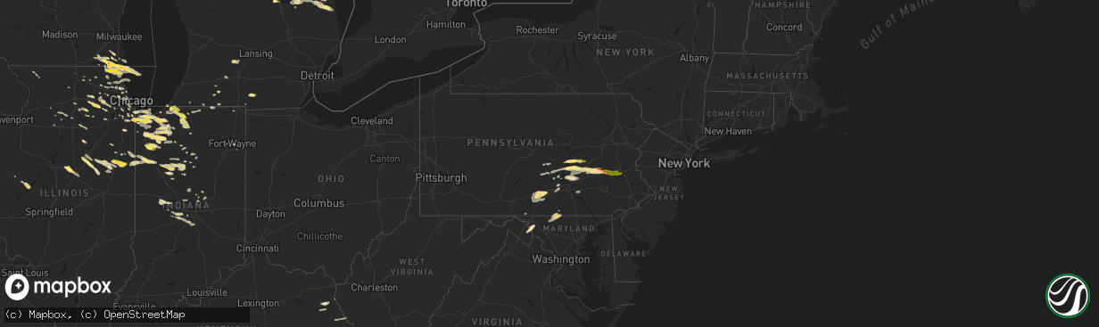 Hail map in Pennsylvania on June 8, 2015