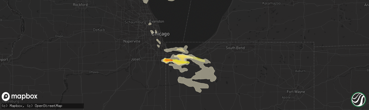 Hail map in Portage, IN on June 8, 2015