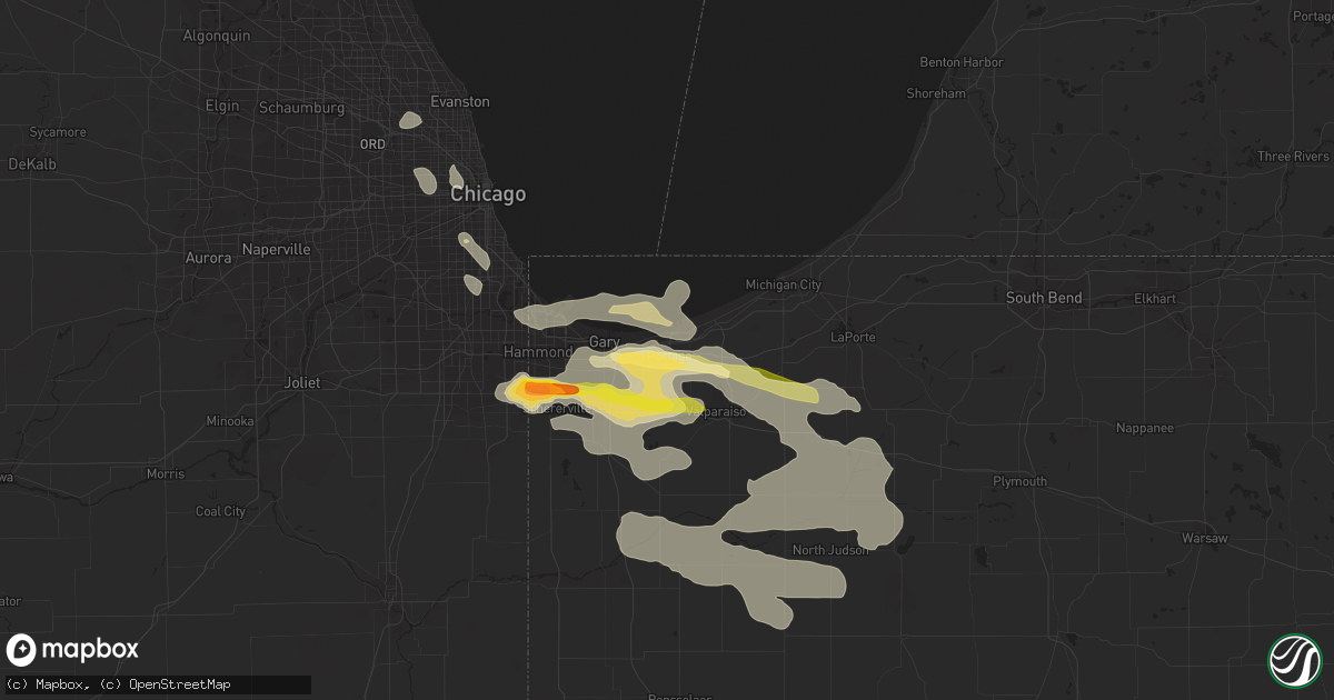 Hail map in Portage, IN on June 8, 2015