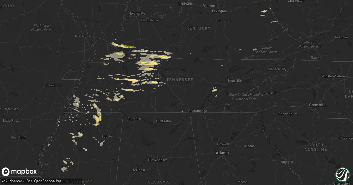 Hail map in Tennessee on June 8, 2015