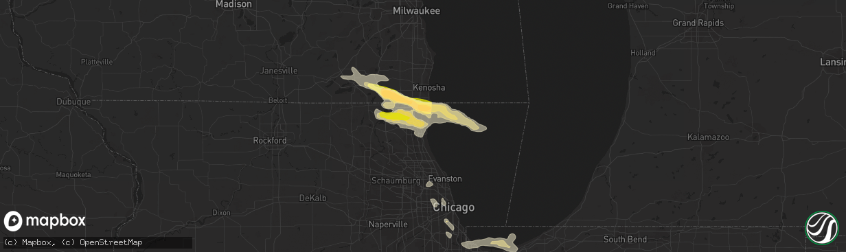 Hail map in Waukegan, IL on June 8, 2015