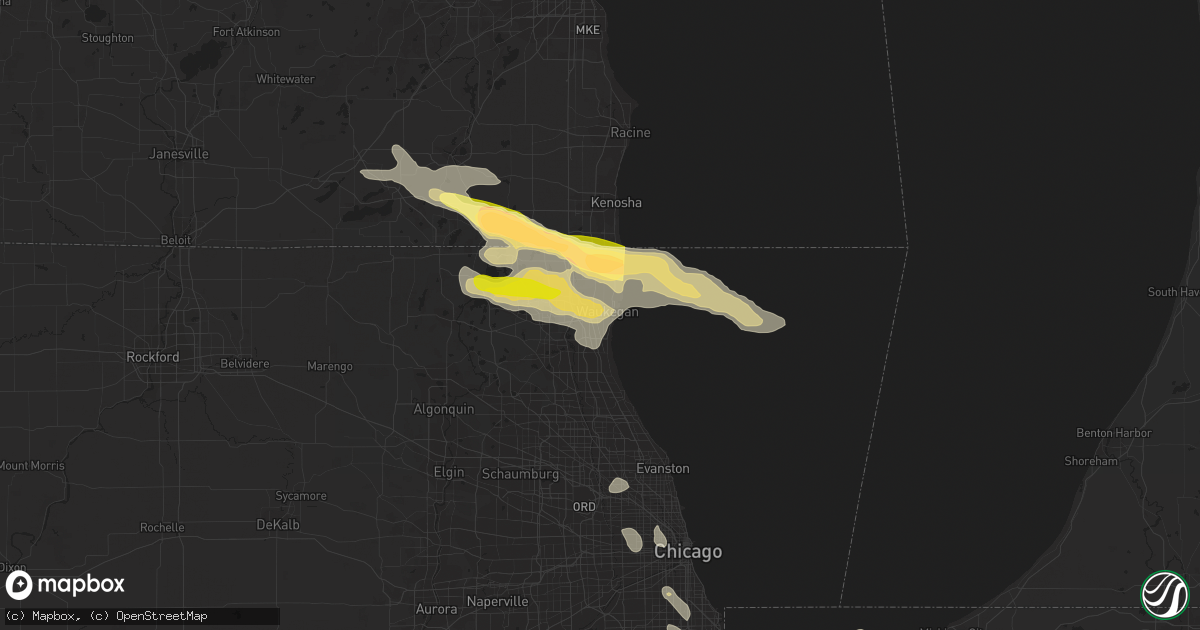 Hail map in Waukegan, IL on June 8, 2015
