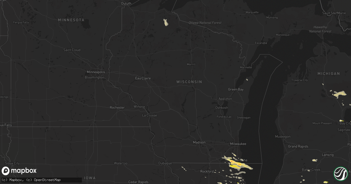Hail map in Wisconsin on June 8, 2015