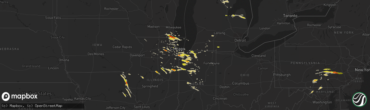 Hail map on June 8, 2015