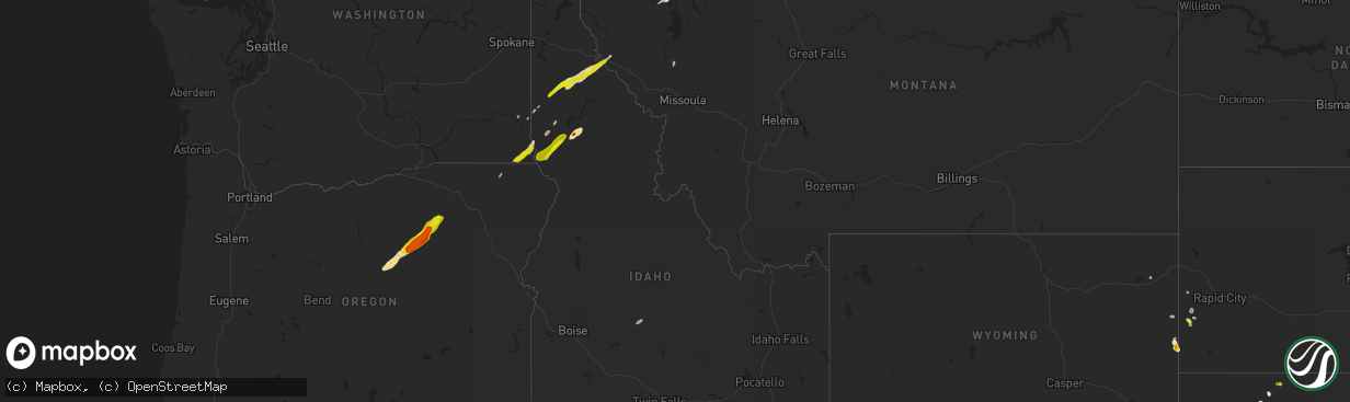 Hail map in Idaho on June 8, 2016