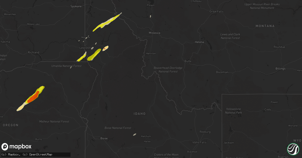 Hail map in Idaho on June 8, 2016