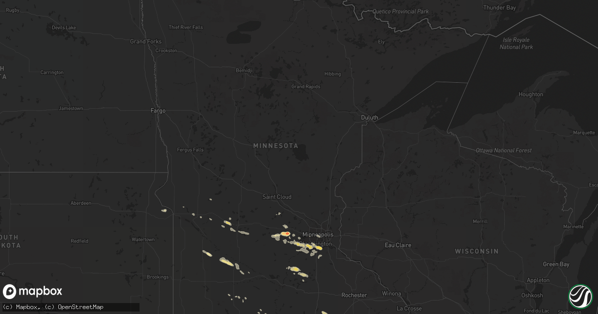 Hail map in Minnesota on June 8, 2016