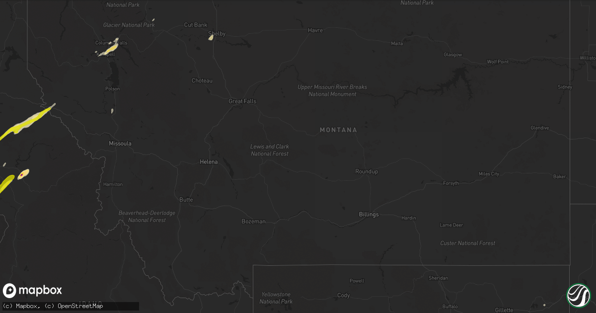 Hail map in Montana on June 8, 2016