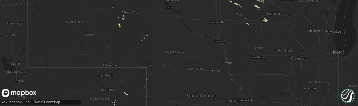 Hail map in Nebraska on June 8, 2016