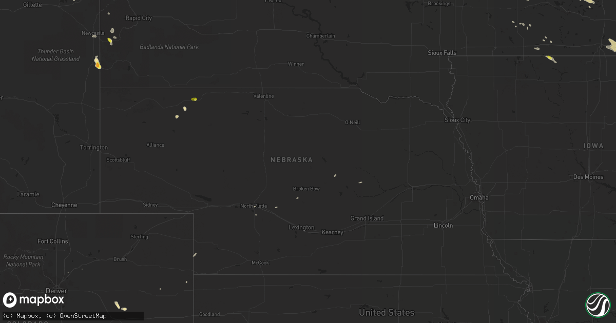 Hail map in Nebraska on June 8, 2016