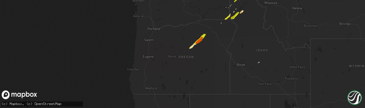 Hail map in Oregon on June 8, 2016