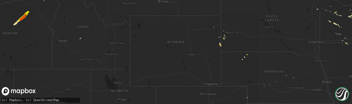 Hail map in Wyoming on June 8, 2016