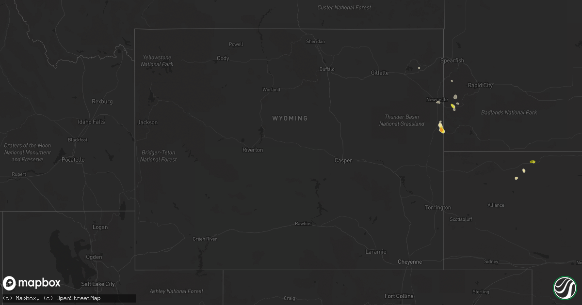 Hail map in Wyoming on June 8, 2016