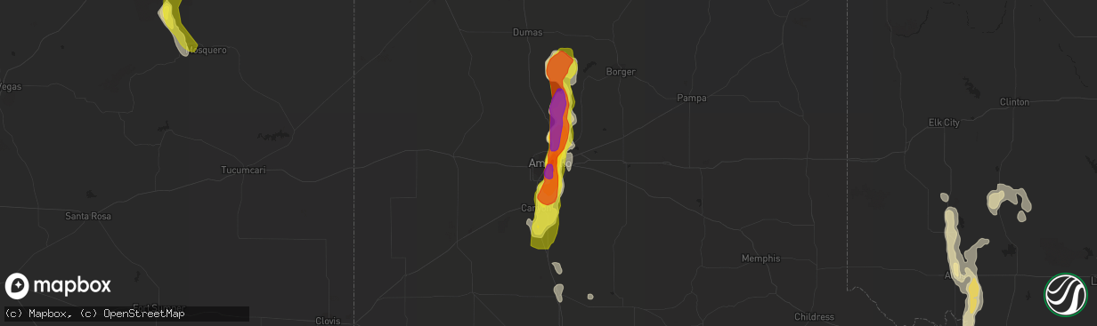 Hail map in Amarillo, TX on June 8, 2017