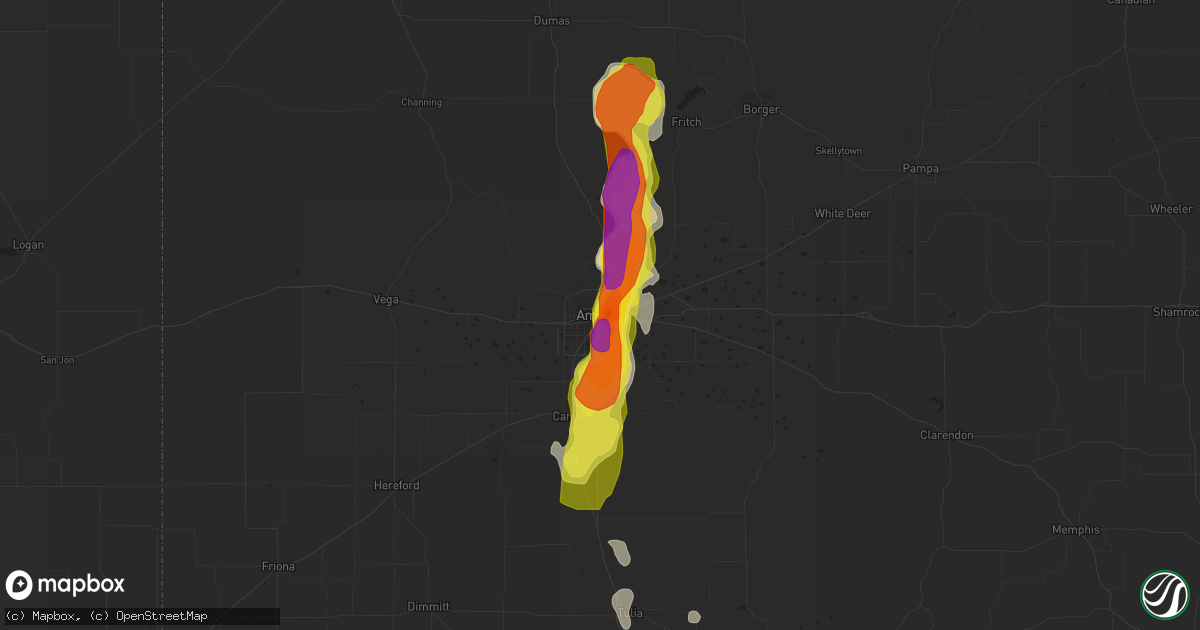 Hail map in Amarillo, TX on June 8, 2017