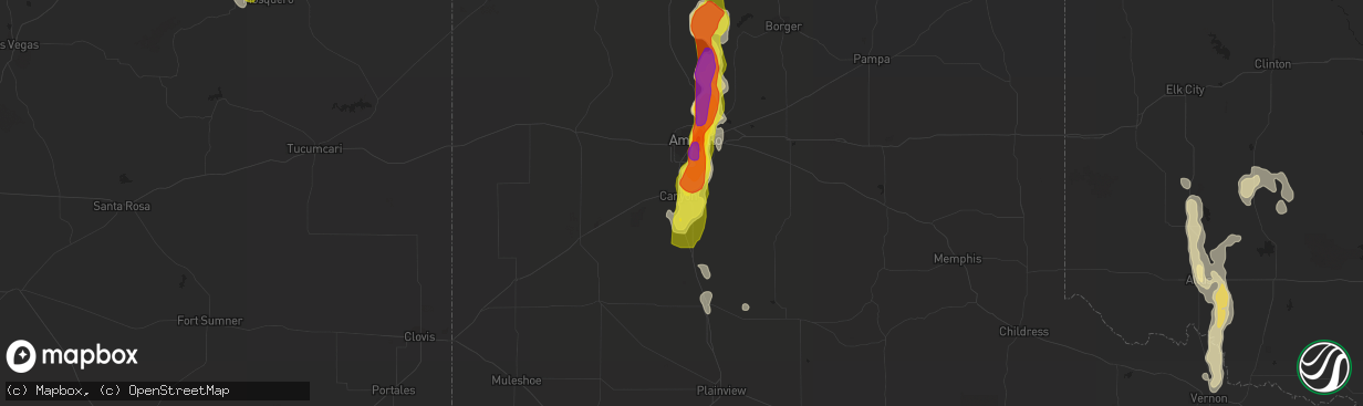 Hail map in Canyon, TX on June 8, 2017