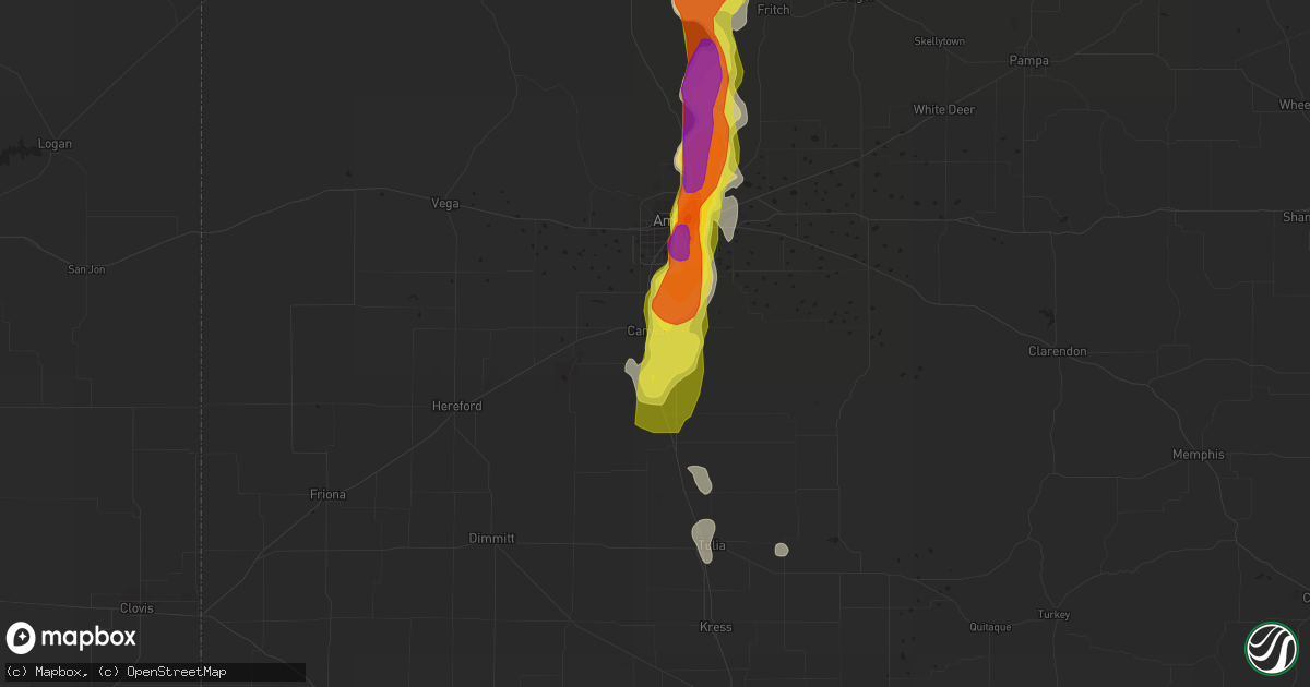 Hail map in Canyon, TX on June 8, 2017