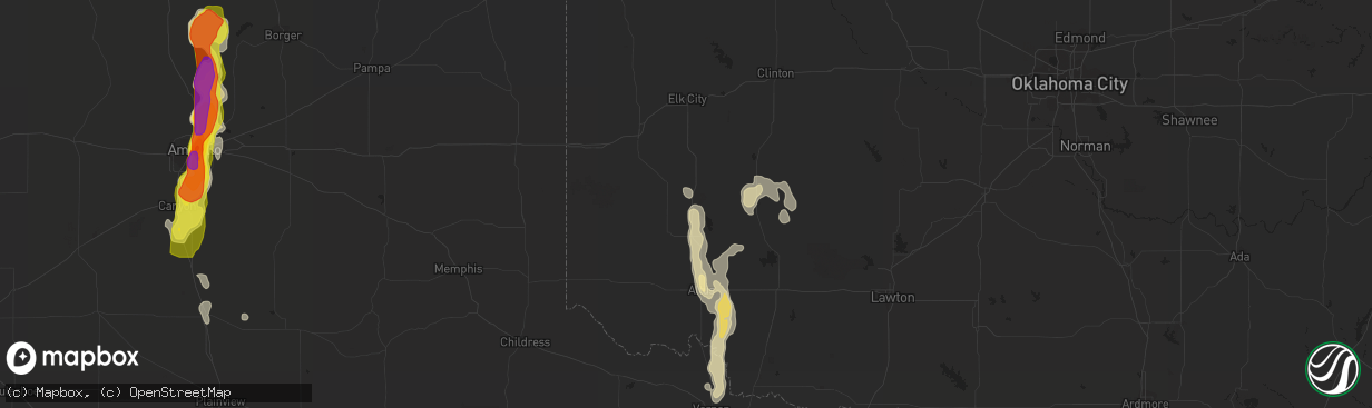 Hail map in Granite, OK on June 8, 2017