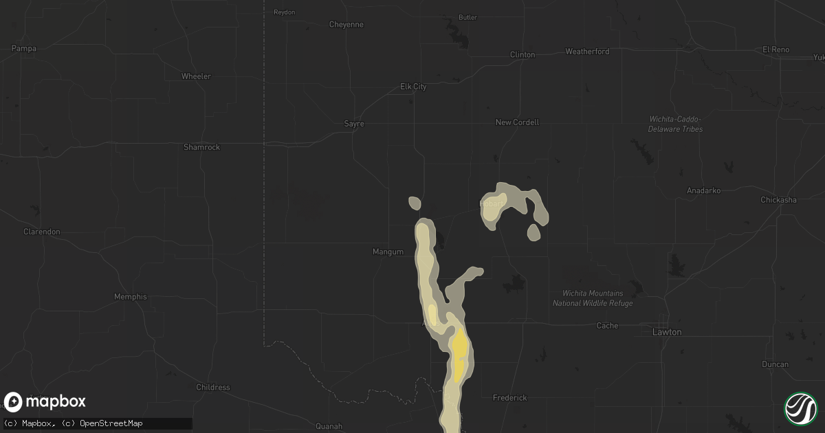 Hail map in Granite, OK on June 8, 2017