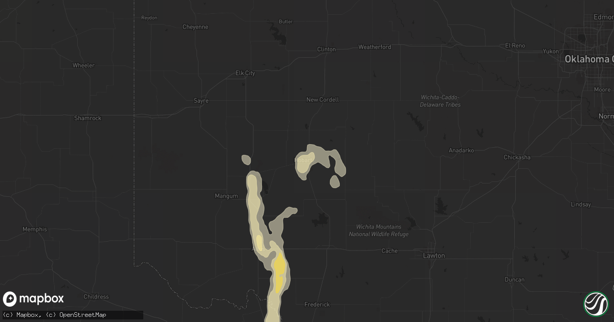Hail map in Hobart, OK on June 8, 2017